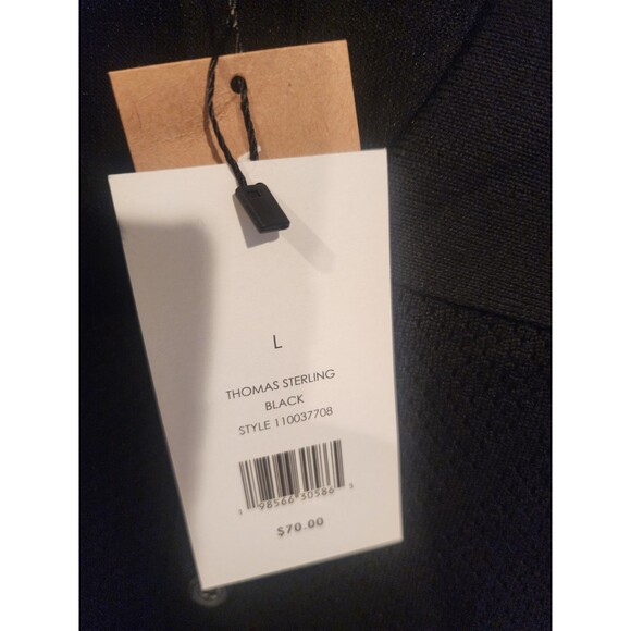 Thomas Sterling Black Polo Cartigan Shirt Sweater Short Sleeve Knit Button Up L - Picture 3 of 7